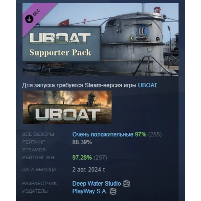 UBOAT - Supporter Pack DLC АВТОДОСТАВКА STEAM РОССИЯ