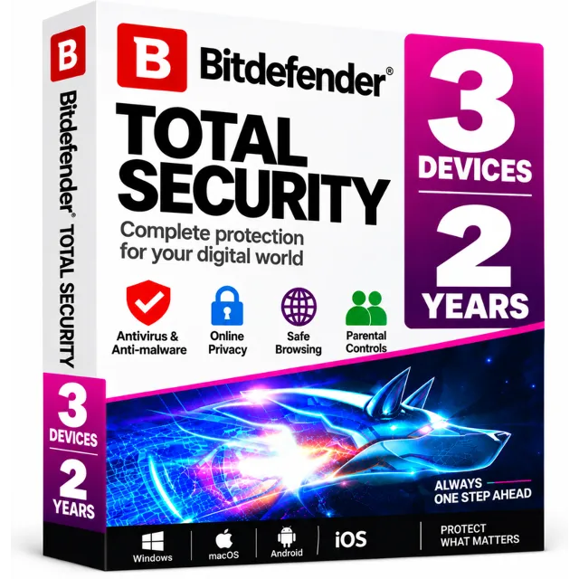Bitdefender Total Security 3 Device 2 год. Ключ.