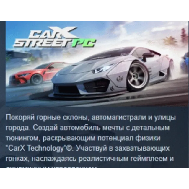 CarX Street АВТОДОСТАВКА STEAM GLOBAL МГНОВЕННО ЛИЦЕНЗИЯ