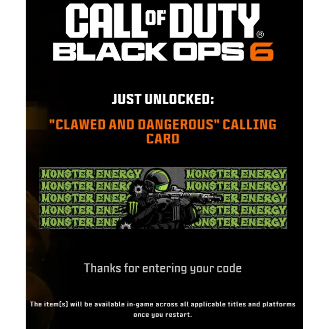 🔑Clawed and Dangerous” Calling Card |  MONSTER ENERGY