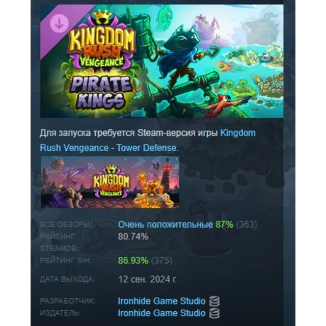 Kingdom Rush Vengeance - Pirate Kings Campaign DLC AUTODELIVERY STEAM РОССИЯ