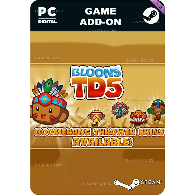 ✅💙BLOONS TD 5 - TRIBAL BOOMERANG THROWER SKIN💙STEAM