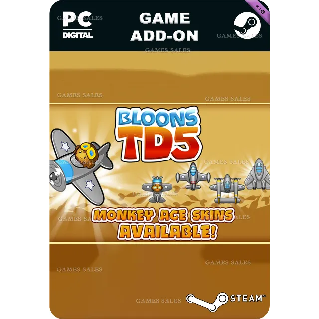 ✅💙BLOONS TD 5 - TOP GUN MONKEY ACE SKIN💙STEAM GIFT🤖
