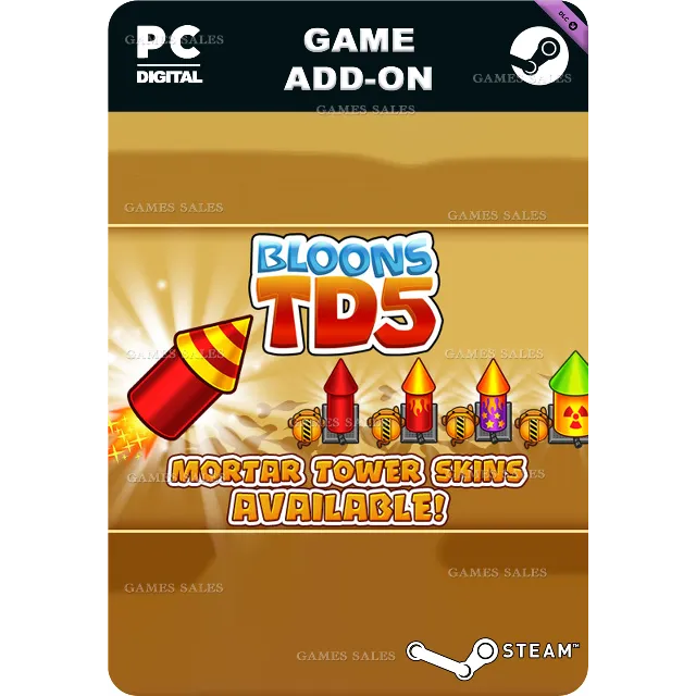 ✅💙BLOONS TD 5 - FIREWORKS MORTAR TOWER SKIN💙STEAM