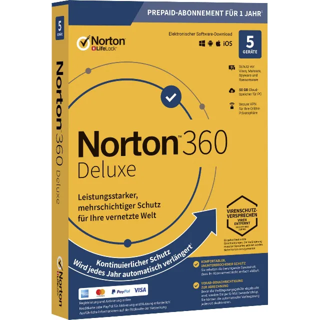 Norton 360 Deluxe (1 год / 1Устройства)  (глобальный)
