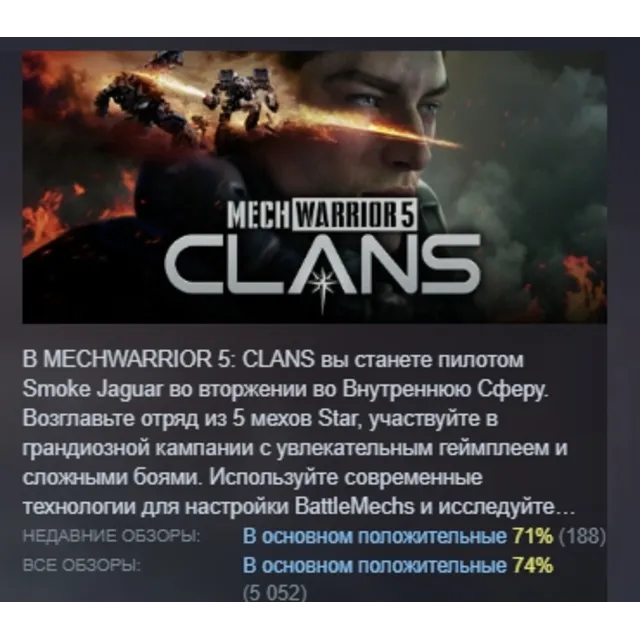 MechWarrior 5: Clans АВТОДОСТАВКА STEAM GLOBAL МГНОВЕННО ЛИЦЕНЗИЯ
