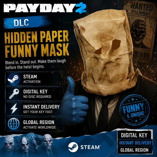 PAYDAY 2 Hidden paper funny Mask DLC (Steam, global)