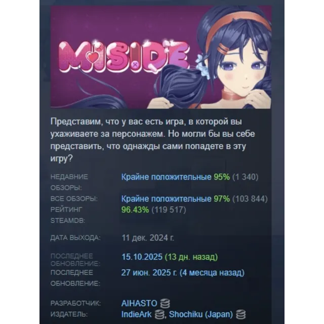 MiSide АВТОДОСТАВКА STEAM GLOBAL МГНОВЕННО ЛИЦЕНЗИЯ