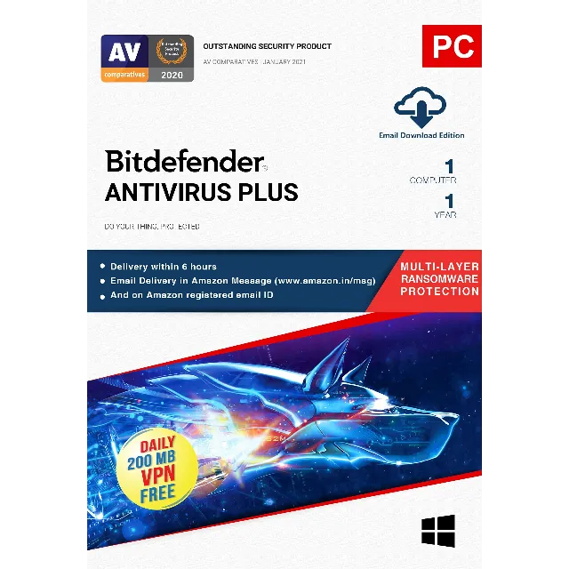 Bitdefender Antivirus Plus 1 ПК 1 год лицензионный ключ