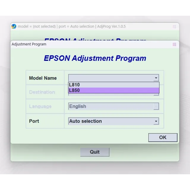 EPSON AdjProg Reset L810 L850