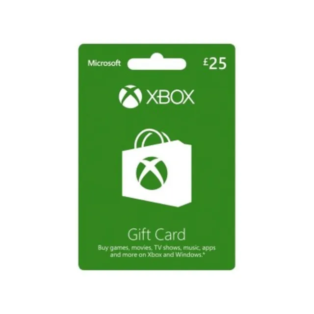 Подарочная карта Xbox Live на 25 фунтов стерлингов.