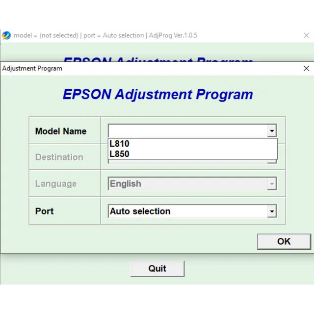 Сброс Epson L810 L850 Adjustment Program