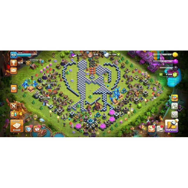 Clash Of Clans 14 TX, BH 10, 68/69/47/44/15, 9500 Гемов