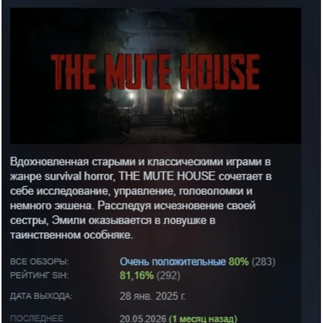 THE MUTE HOUSE АВТОДОСТАВКА STEAM GLOBAL МГНОВЕННО ЛИЦЕНЗИЯ