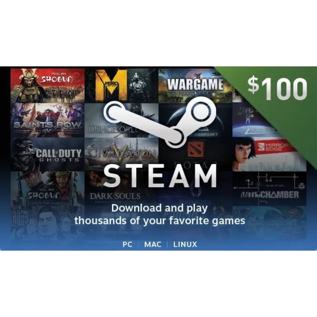 Steam Wallet Gift Card $100 USD