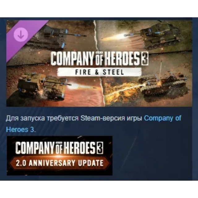 Company of Heroes 3: Fire &amp; Steel DLC АВТОДОСТАВКА STEAM РОССИЯ