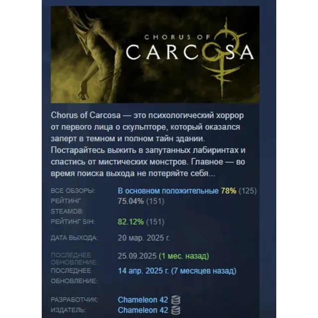 Chorus of Carcosa АВТОДОСТАВКА STEAM GLOBAL МГНОВЕННО ЛИЦЕНЗИЯ
