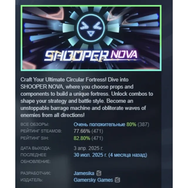 SHOOPER NOVA АВТОДОСТАВКА STEAM GLOBAL МГНОВЕННО ЛИЦЕНЗИЯ
