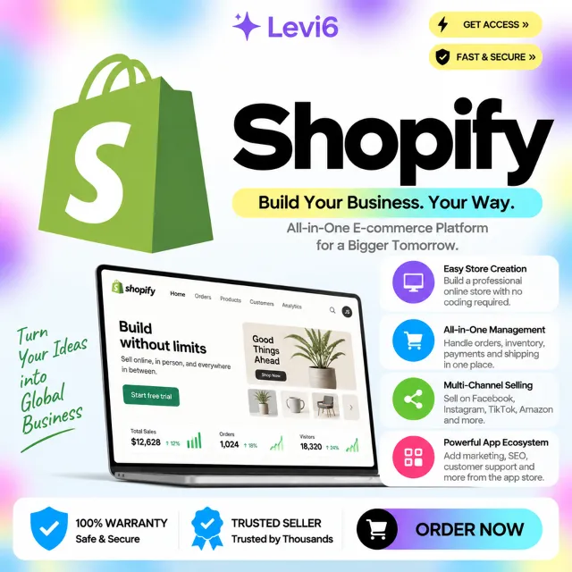 Подписка Shopify Basic/Grow/Advanced 1–3 месяца