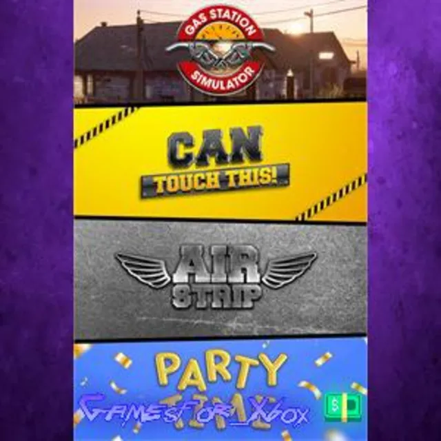 ☀️Gas Station Simulator, Airstrip DLC, Can Touch This DLC and Party Time DLC Bun XBOX