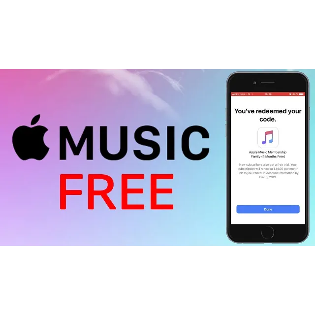 APPLE MUSIC КОД GLOBAL 3 МЕСЯЦА* МУЗЫКИ ДЛЯ НОВЫХ