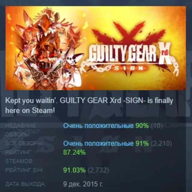GUILTY GEAR Xrd -SIGN- АВТОДОСТАВКА STEAM GLOBAL МГНОВЕННО ЛИЦЕНЗИЯ