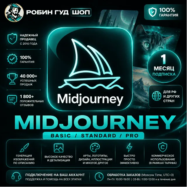MIDJOURNEY BASIC / STANDARD / PRO | 1 МЕСЯЦ | НА ВАШ АККАУНТ