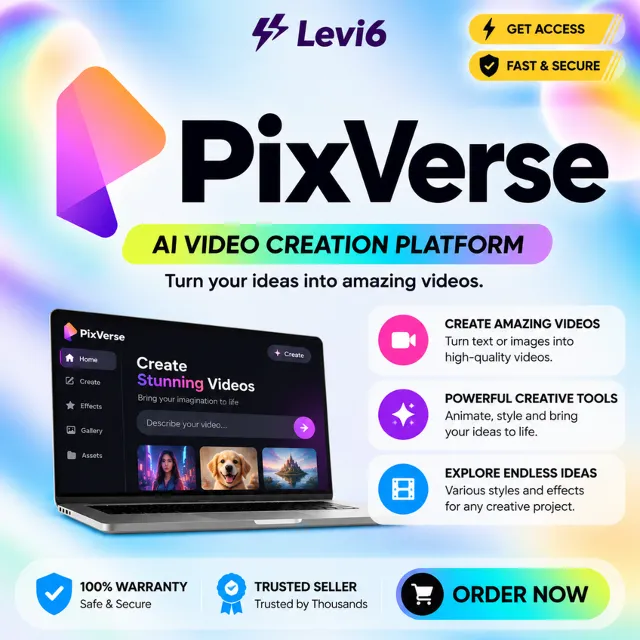 PIXVERSE AI Pro +6000 кредитов ПОДПИСКА на 1 месяц