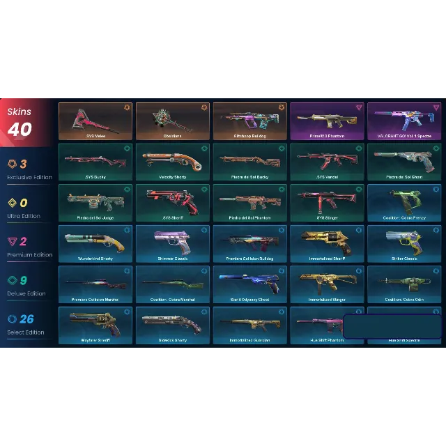 VALORANT | .SYS Melee | 40 скинов | 186 LVL