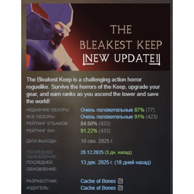 The Bleakest Keep АВТОДОСТАВКА STEAM GLOBAL МГНОВЕННО ЛИЦЕНЗИЯ