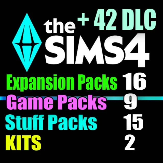 SIMS 4 + 42 DLC (16 допов・9 наборов・15 кат.・2 компл.)
