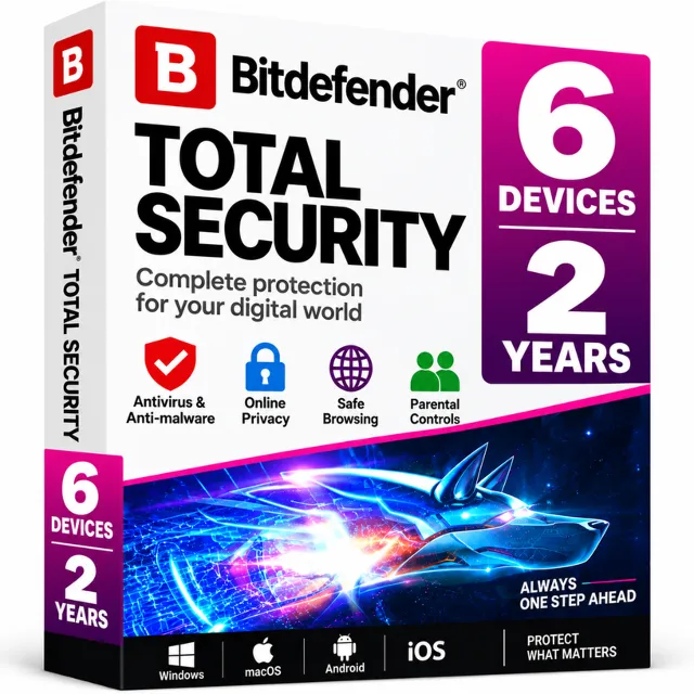 Bitdefender Total Security 6 Device 2 год. Ключ.