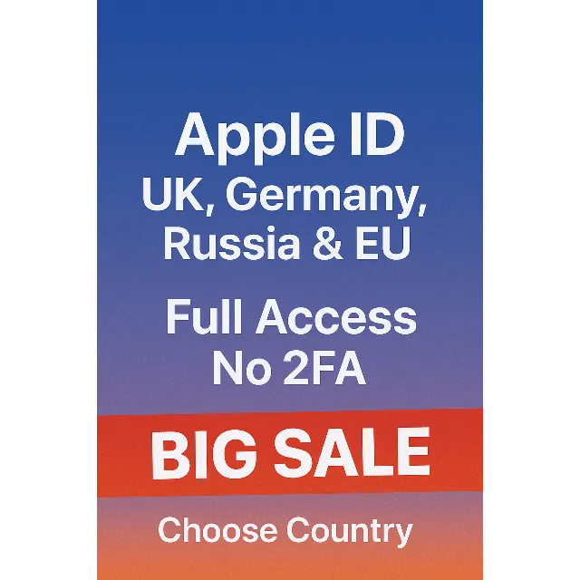 🚀Apple ID Европа — UK, DE, RU | Full Access, No 2FA🔒