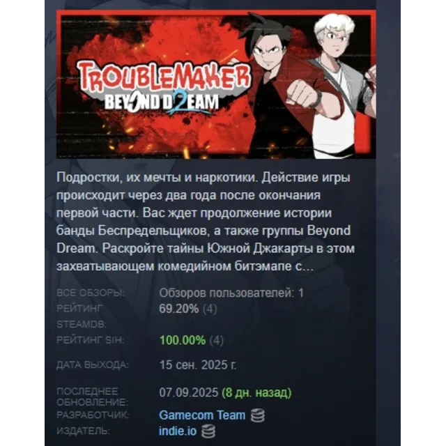 Troublemaker 2: Beyond Dream АВТОДОСТАВКА STEAM GLOBAL МГНОВЕННО ЛИЦЕНЗИЯ
