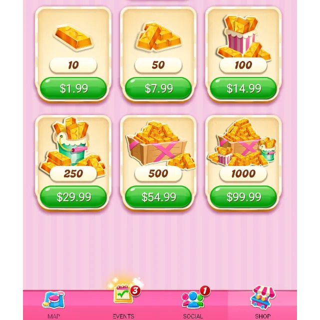 Пополнение золотых слитков Candy Crush Saga со скидками