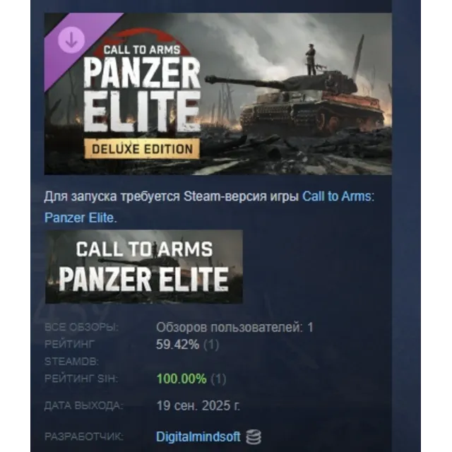 Call to Arms: Panzer Elite - Deluxe Edition DLC АВТОДОСТАВКА STEAM РОССИЯ ЛИЦЕНЗИЯ