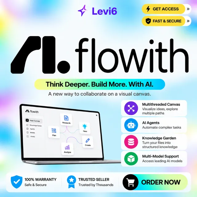 Flowith AI 丨Ultimate Plan (55000 кредитов + $38 бесплатных генераторов) Подписка на 1