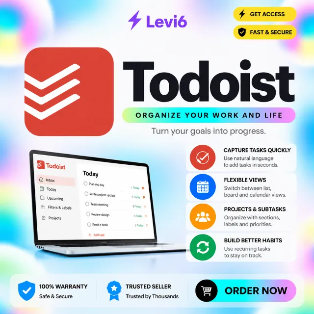 Todoist PRO | Подписка на ваш аккаунт на 1/12 месяцев
