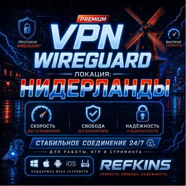 VPN ВПН WIREGUARD ЛИЧНЫЙ НИДЕРЛАНДЫ