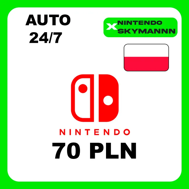 АВТО КАРТА ПОПОЛНЕНИЯ Nintendo eShop 70 PLN ПОЛЬША 24/7