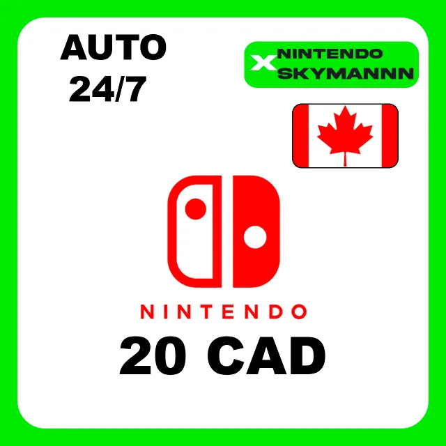 АВТО КАРТА ПОПОЛНЕНИЯ Nintendo eShop 20 CAD КАНАДА 24/7