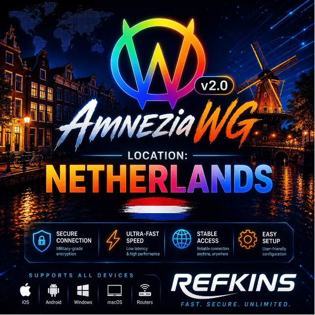VPN ВПН AMNEZIA v1.5/2.0/3.1 ЛИЧНЫЙ НИДЕРЛАНДЫ БЕЗЛИМИТ PREMIUM РОУТЕР КИНЕТИК МИКРО