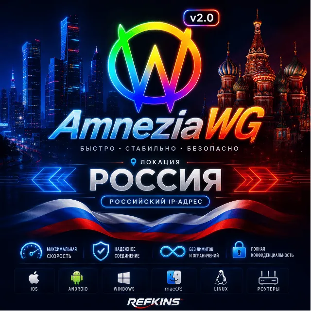 VPN ВПН AMNEZIA v1.5/2.0/3.1 ЛИЧНЫЙ РОССИЯ БЕЗЛИМИТ PREMIUM РОУТЕР КИНЕТИК МИКРОТИК