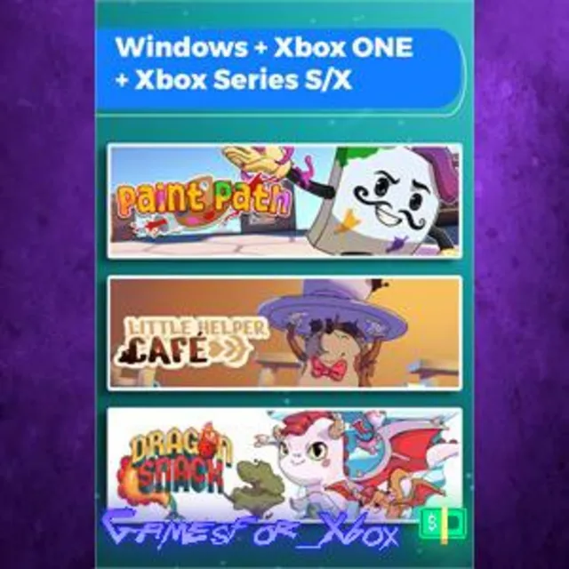 ☀️Paint Path + Little Helper Cafe + Dragon Snack Bundle XBOX