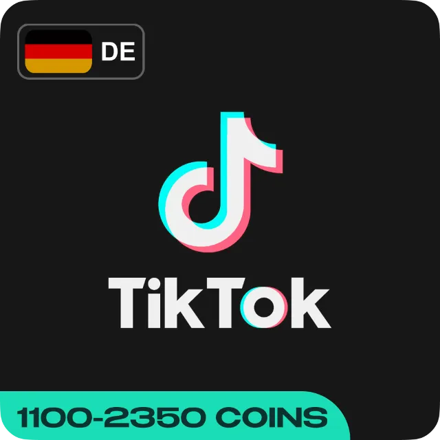 TIKTOK ПОДАРОЧНАЯ КАРТА КОИНЫ 1100-2350 ГЕРМАНИЯ КОД