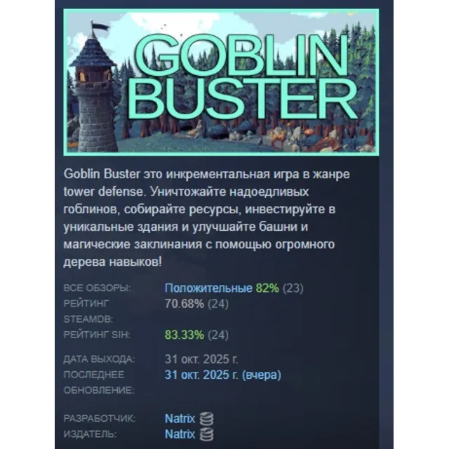 Goblin Buster: Incremental Tower Defense АВТОДОСТАВКА STEAM GLOBAL МГНОВЕННО ЛИЦЕНЗИЯ