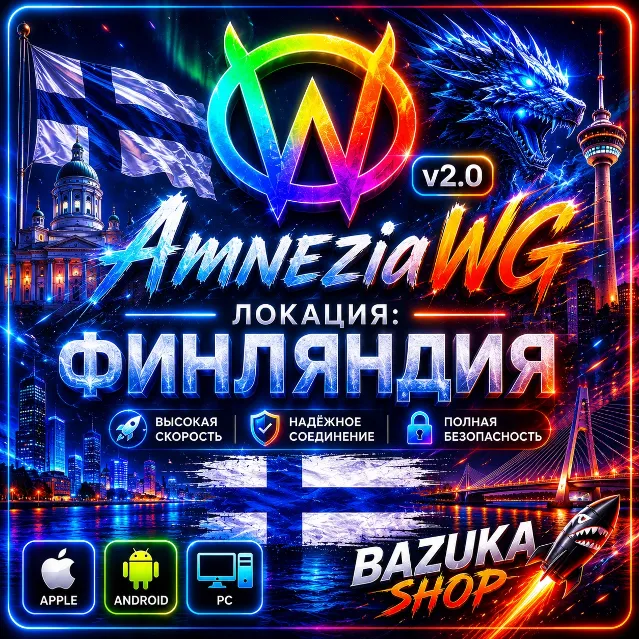 VPN ФИНЛЯНДИЯ AMNEZIA v1.5/2.0/3.1 ВПН ЛИЧНЫЙ VPN AMNEZIAWG VPN PREMIUM VPN БЕЗЛИМИТ
