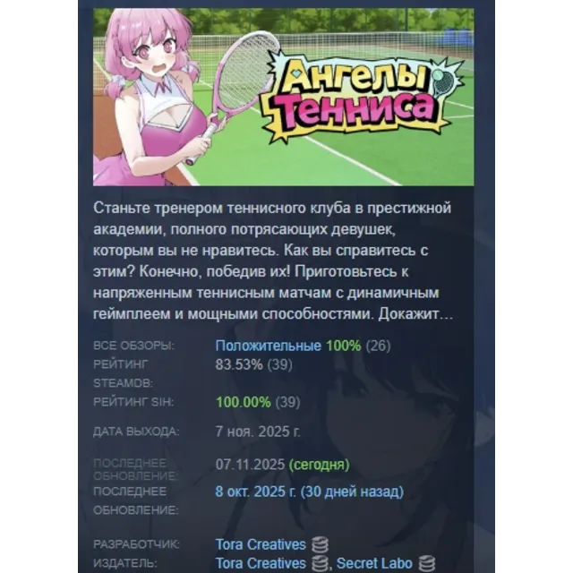 Ангелы Тенниса АВТОДОСТАВКА STEAM GLOBAL МГНОВЕННО ЛИЦЕНЗИЯ