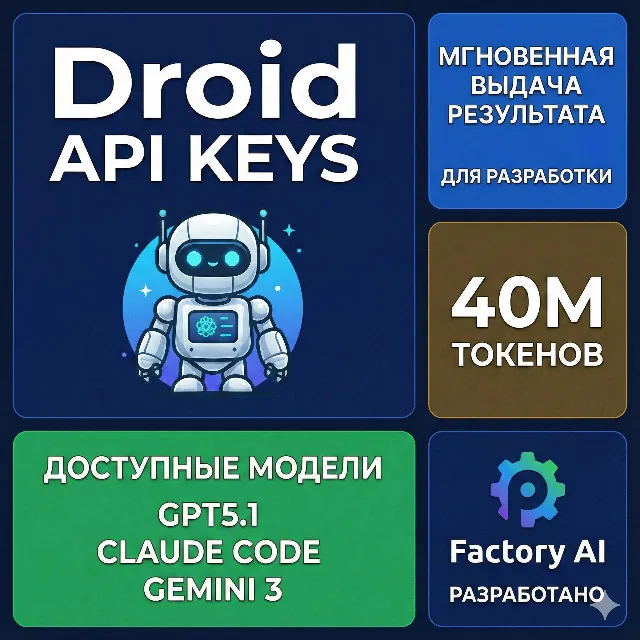 Factory.AI Droid | 40М токенов| Api-Key | Мгновенно