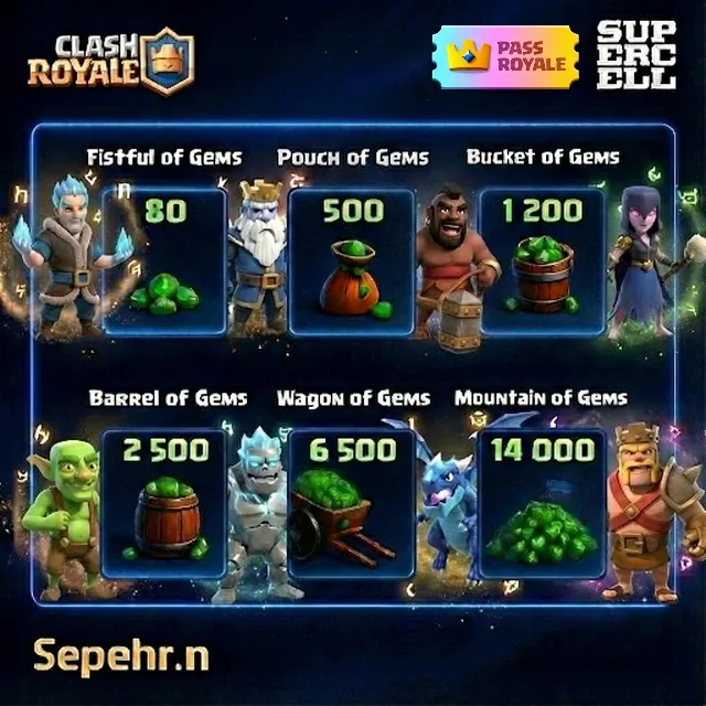 Clash Royale Gems | 80 - 14,000 | Все наборы в наличии